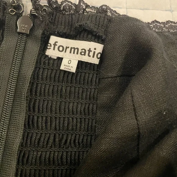 Reformation Evianna Linen Mini Dress in Black - Picture 5 of 5